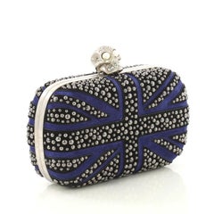 Alexander McQueen Britannia Skull Box Clutch Studded Suede Small