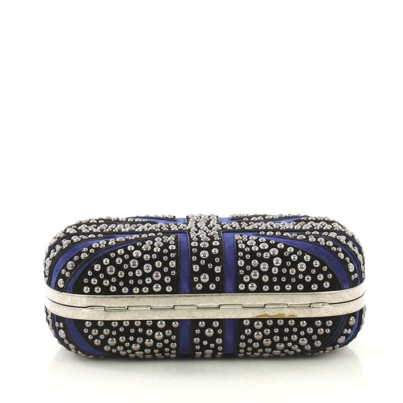 Alexander McQueen Britannia Skull Box Clutch Studded Suede Small In Good Condition In NY, NY