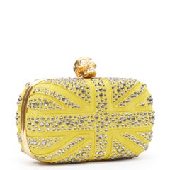 ALEXANDER MCQUEEN Britannia yellow suede blue crystal gold Pearl skull box