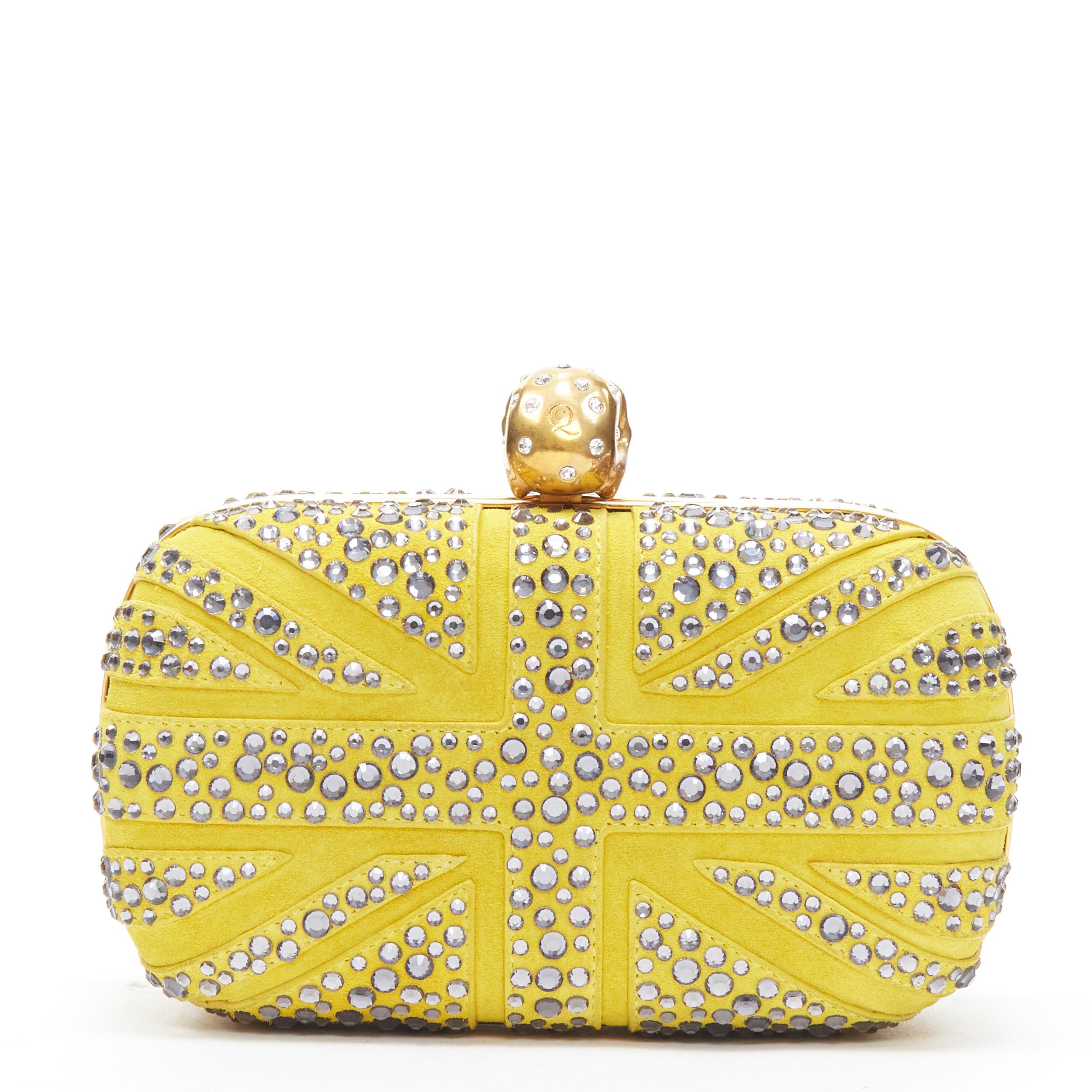 Orange ALEXANDER MCQUEEN Britannia yellow suede blue crystal gold Pearl skull box