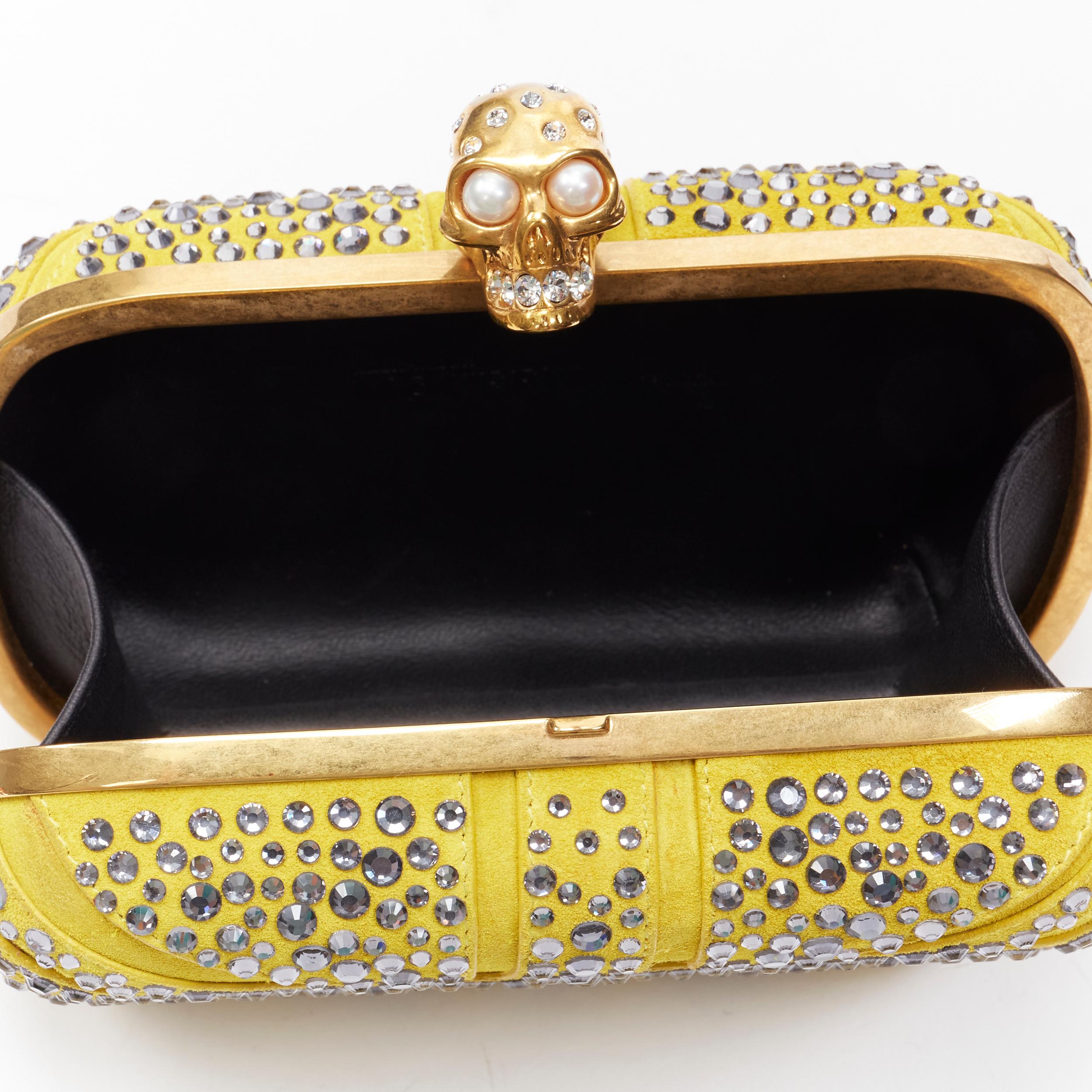 ALEXANDER MCQUEEN Britannia yellow suede blue crystal gold Pearl skull box 1