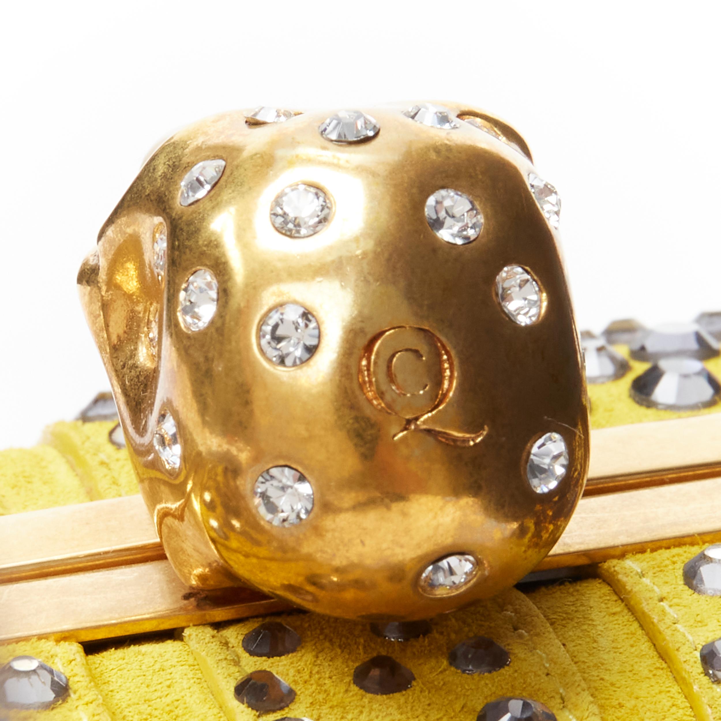 ALEXANDER MCQUEEN Britannia yellow suede blue crystal gold Pearl skull box 2
