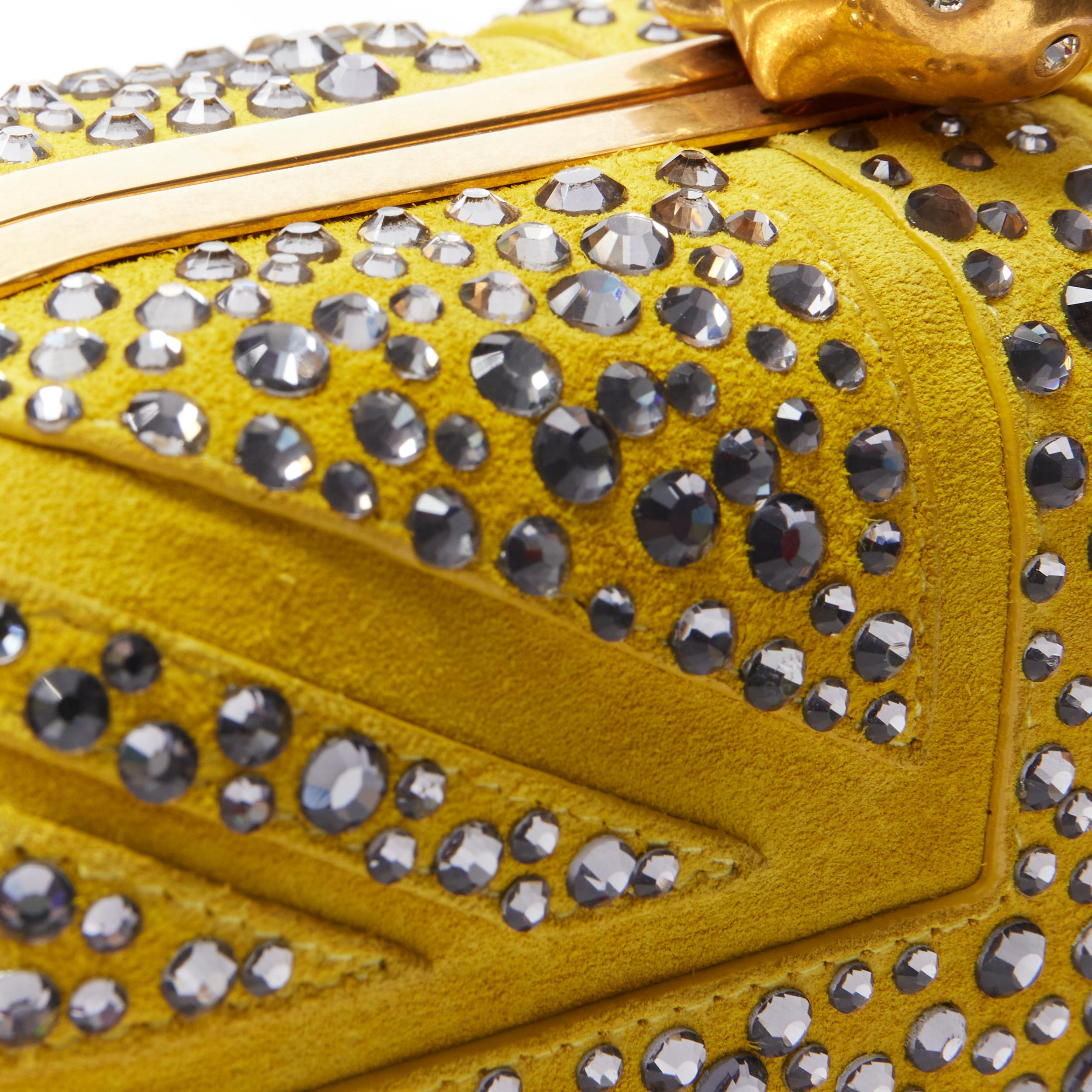 ALEXANDER MCQUEEN Britannia yellow suede blue crystal gold Pearl skull box 3