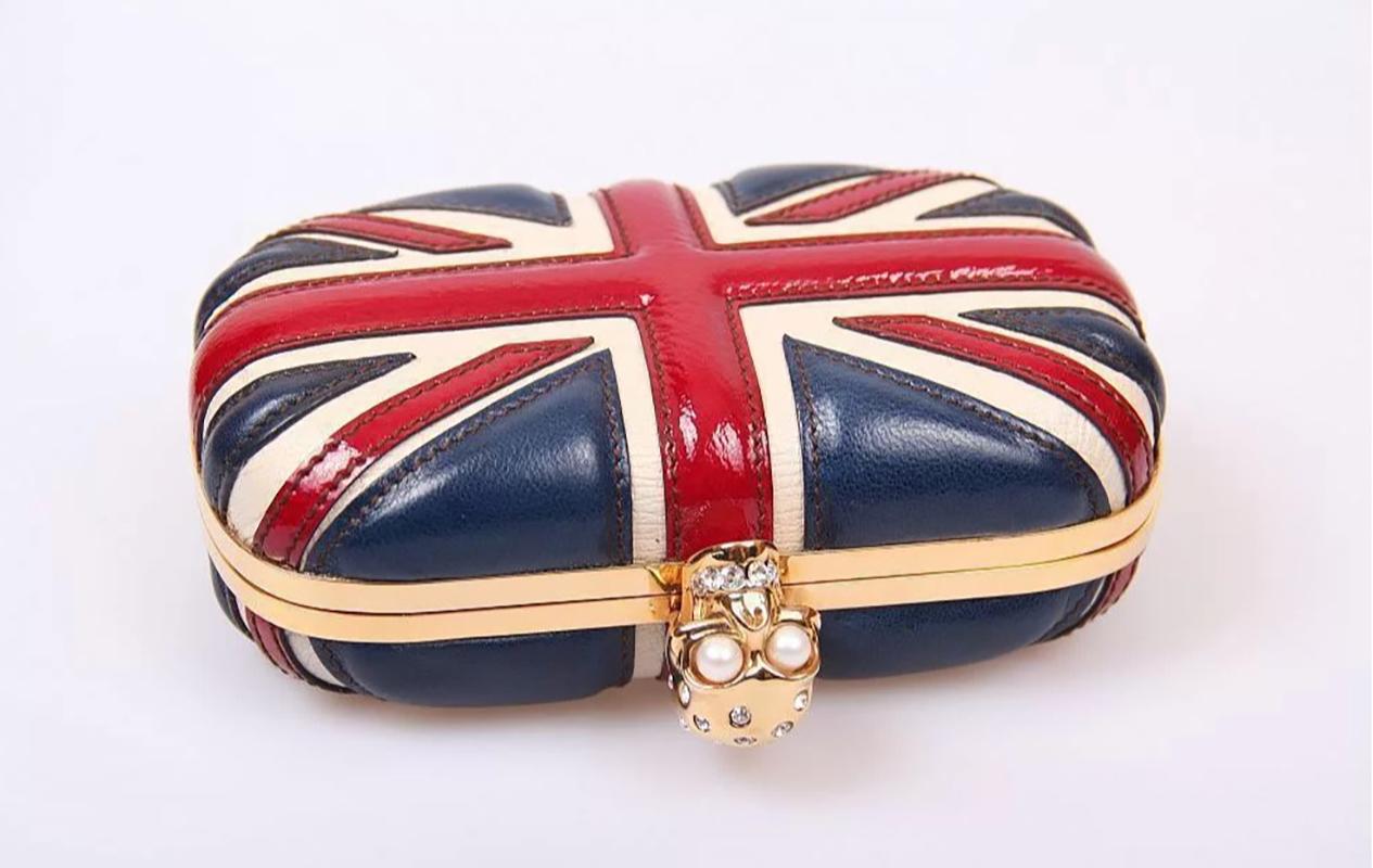 Alexander McQueen Borsa BRITISH FLAG in pelle con chiusura a scatto In condizioni ottime in vendita a Montgomery, TX