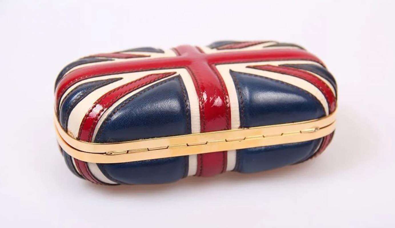 Alexander McQueen Borsa BRITISH FLAG in pelle con chiusura a scatto in vendita 1