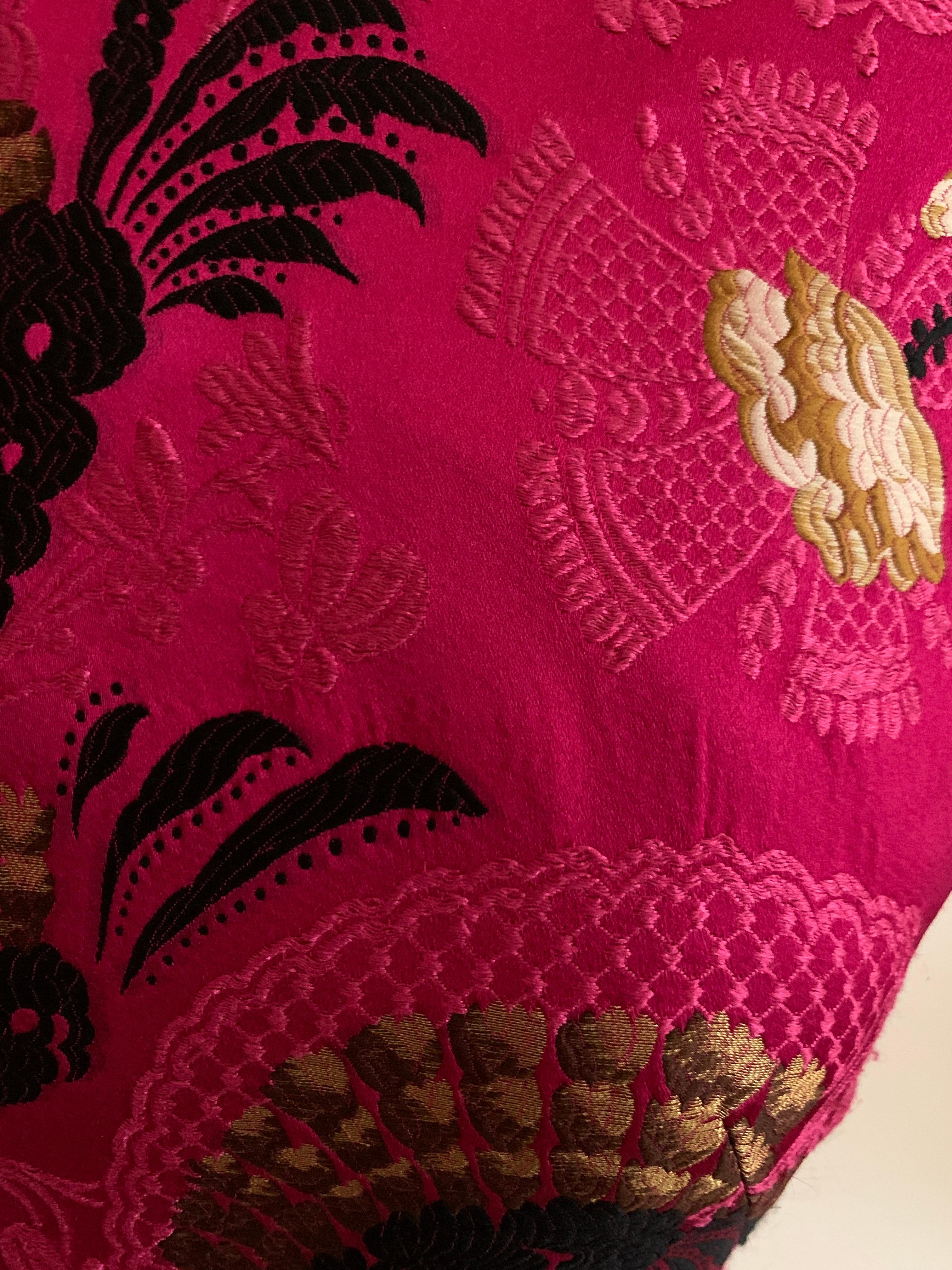 Alexander Mcqueen Brocade Dress in Magenta Pink, Black and Gold Floral Print 1