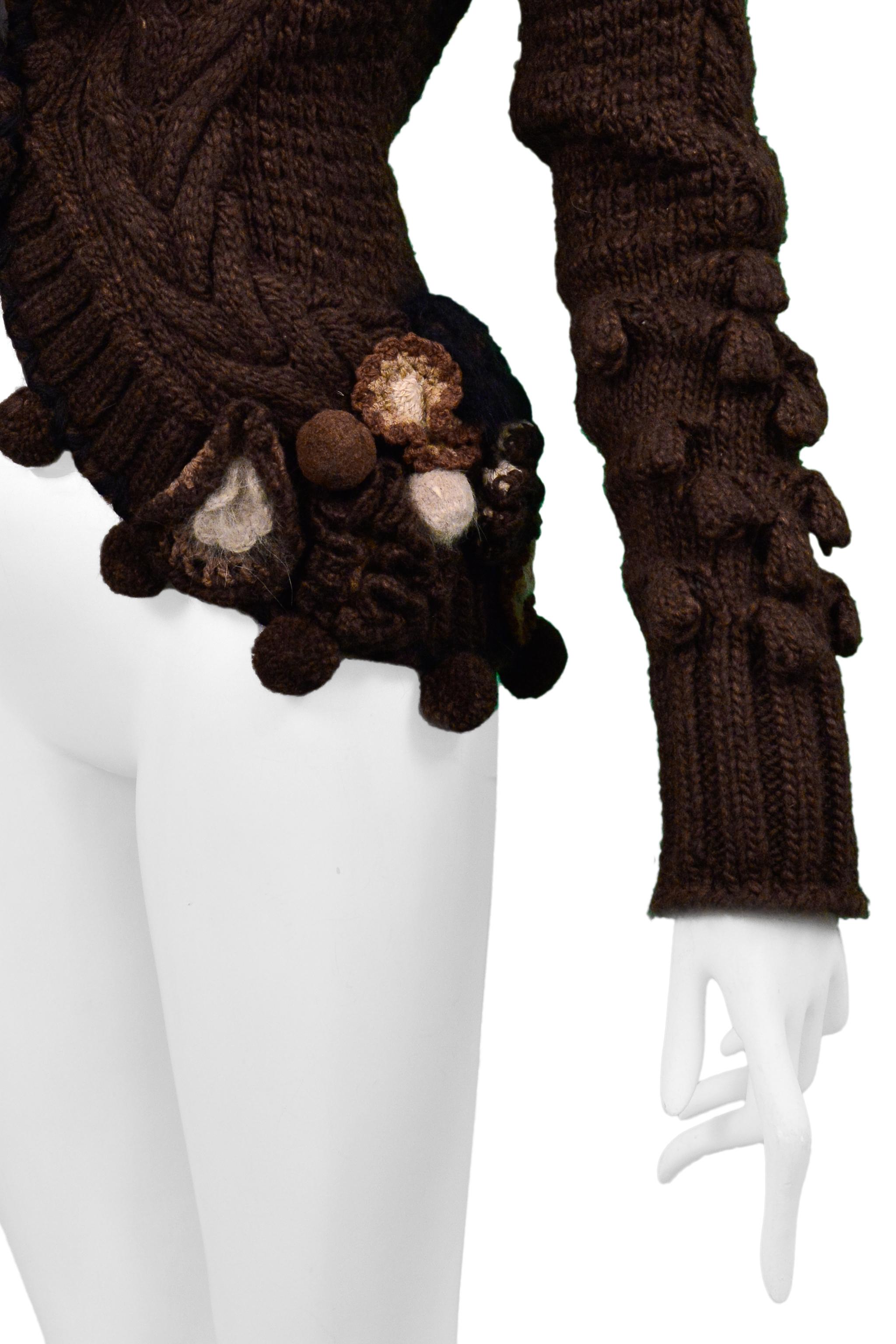 Black Alexander McQueen Brown Fancy Cardigan Sweater Runway 2005