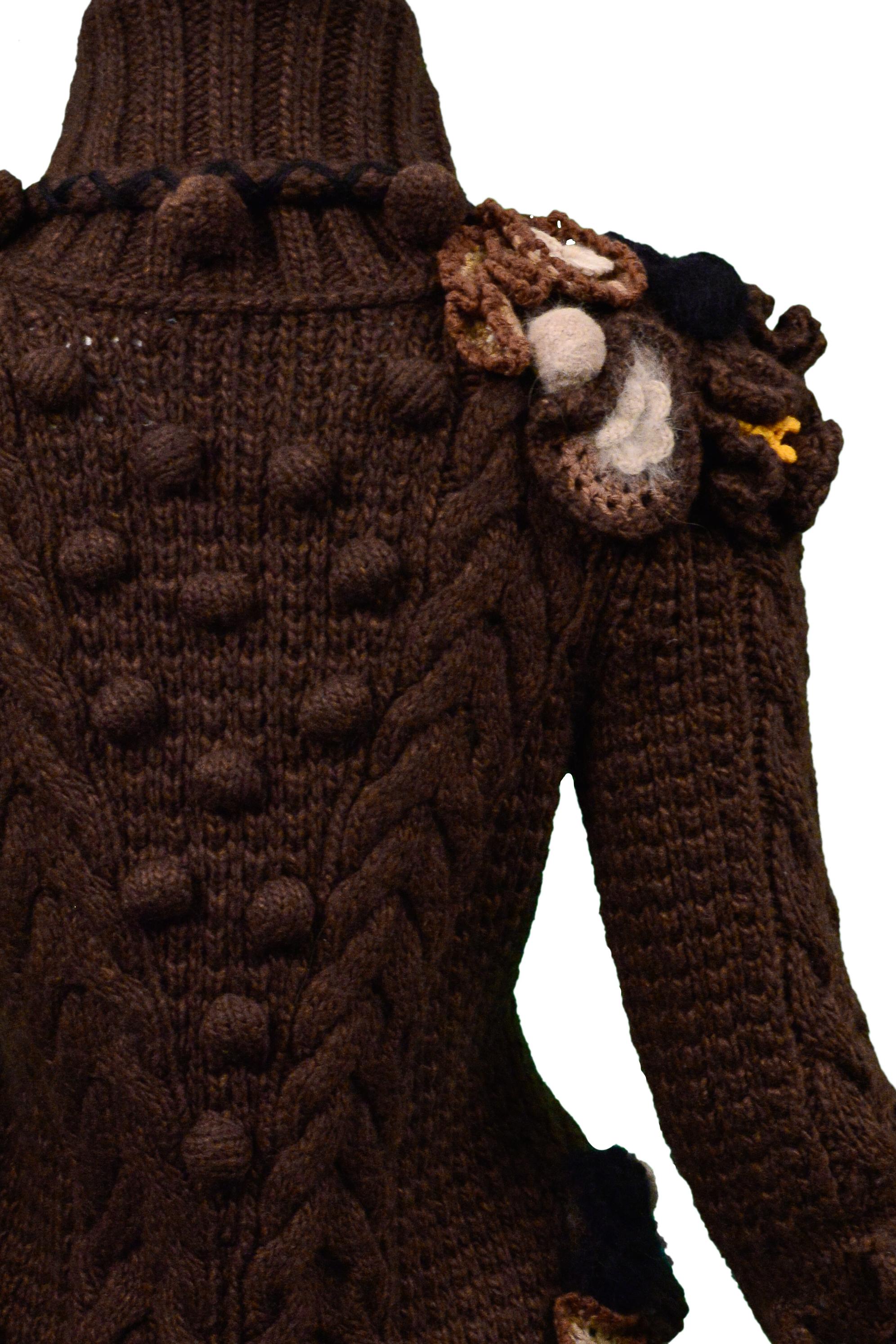 Alexander McQueen Brown Fancy Cardigan Sweater Runway 2005 In Excellent Condition In Los Angeles, CA