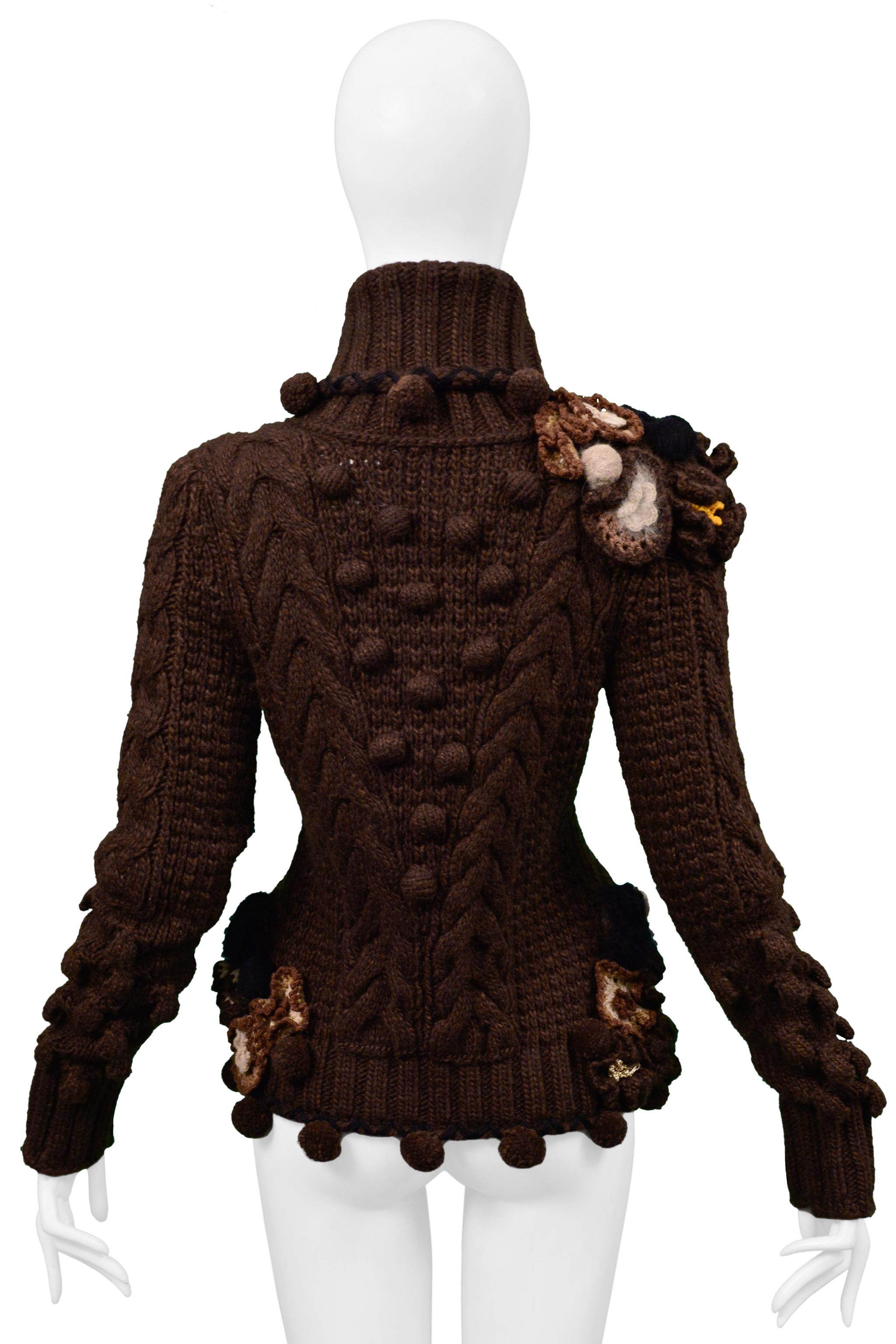 Women's Alexander McQueen Brown Fancy Cardigan Sweater Runway 2005