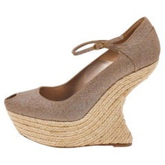 Alexander McQueen Brown Glitter Riemchen Keilsandalen Größe 37