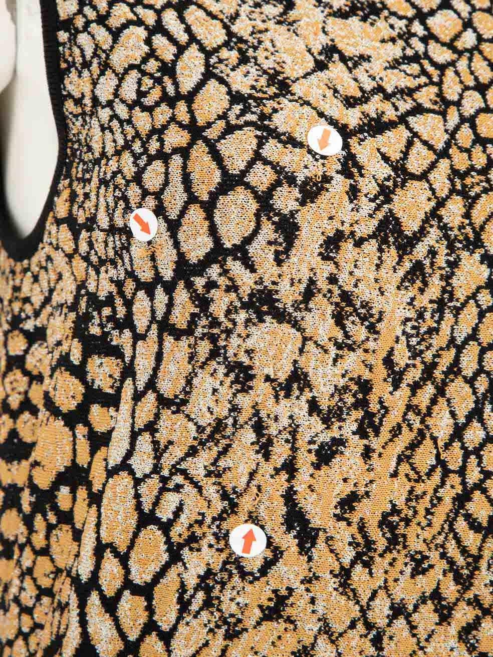 Alexander McQueen Brown Knit Pattern Knee Length Dress Size L In Good Condition For Sale In London, GB