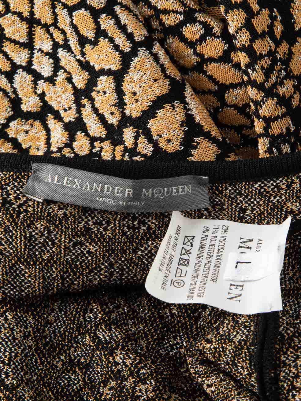 Women's Alexander McQueen Brown Knit Pattern Knee Length Dress Size L
