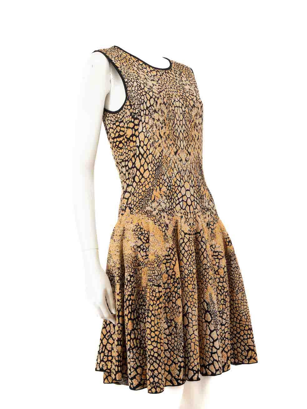 Alexander McQueen Brown Knit Pattern Knee Length Dress Size L 1