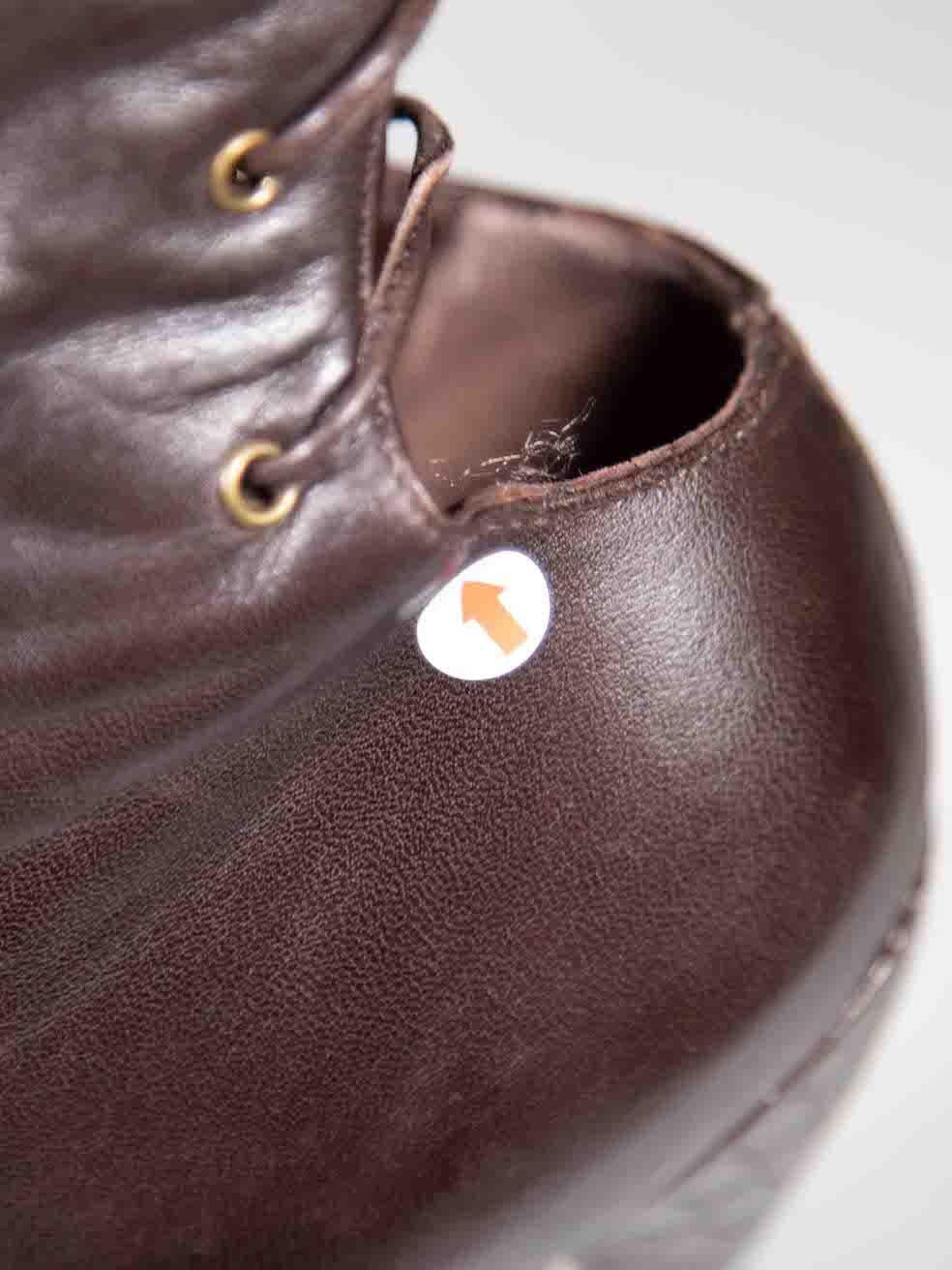 Alexander McQueen Brown Lace Up Croc Panel Boots Size IT 39.5 en vente 2