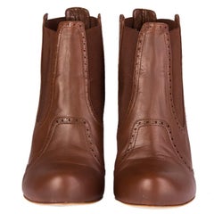 ALEXANDER MCQUEEN brown leather BROGUE Ankle Boots Shoes 39.5