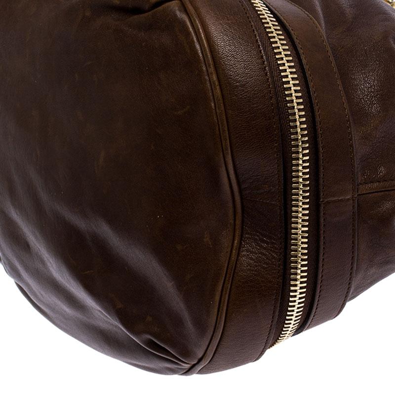 Women's Alexander McQueen Brown Leather Faithful Bucket Tote