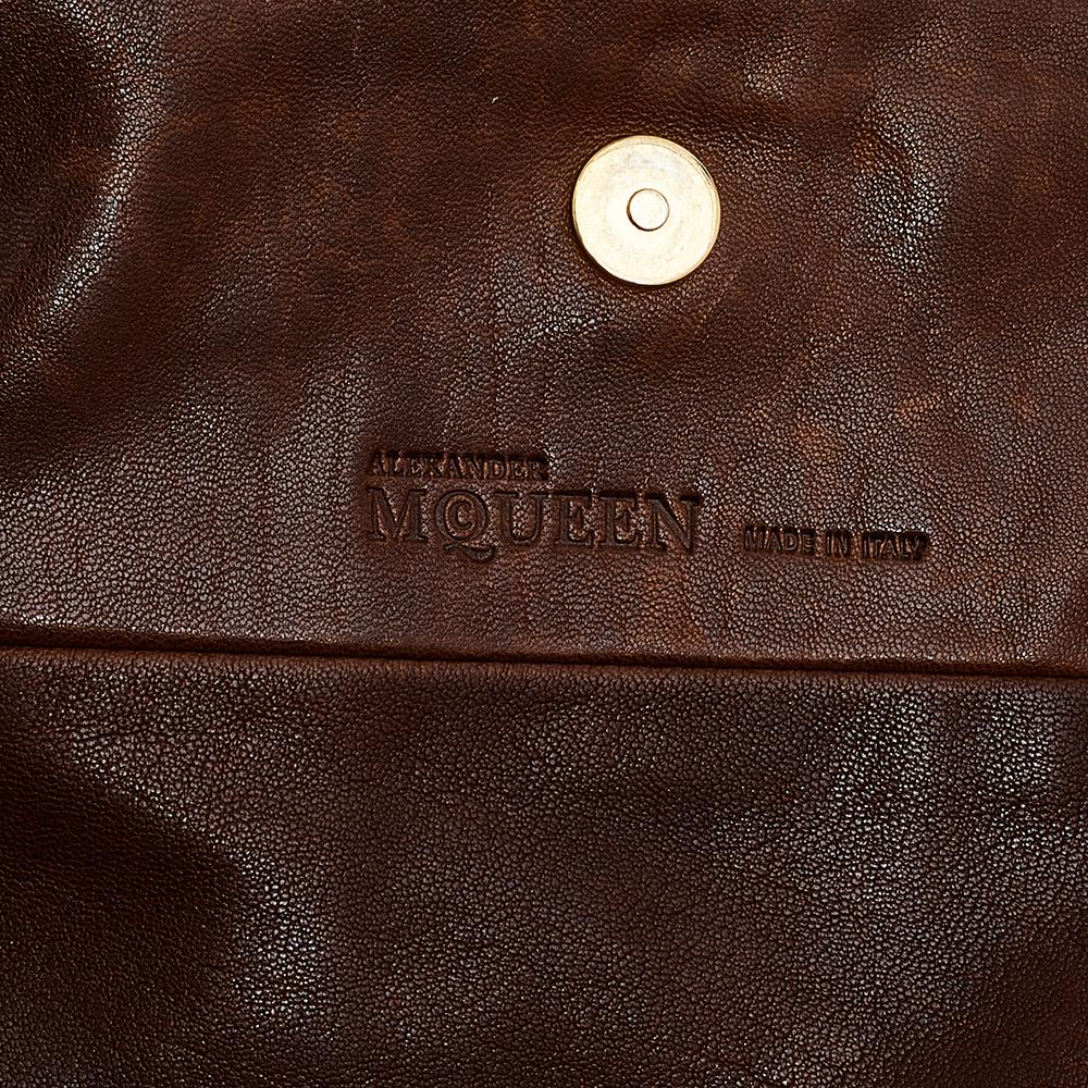 Alexander McQueen Brown Leather Faithful Glove Clutch 4