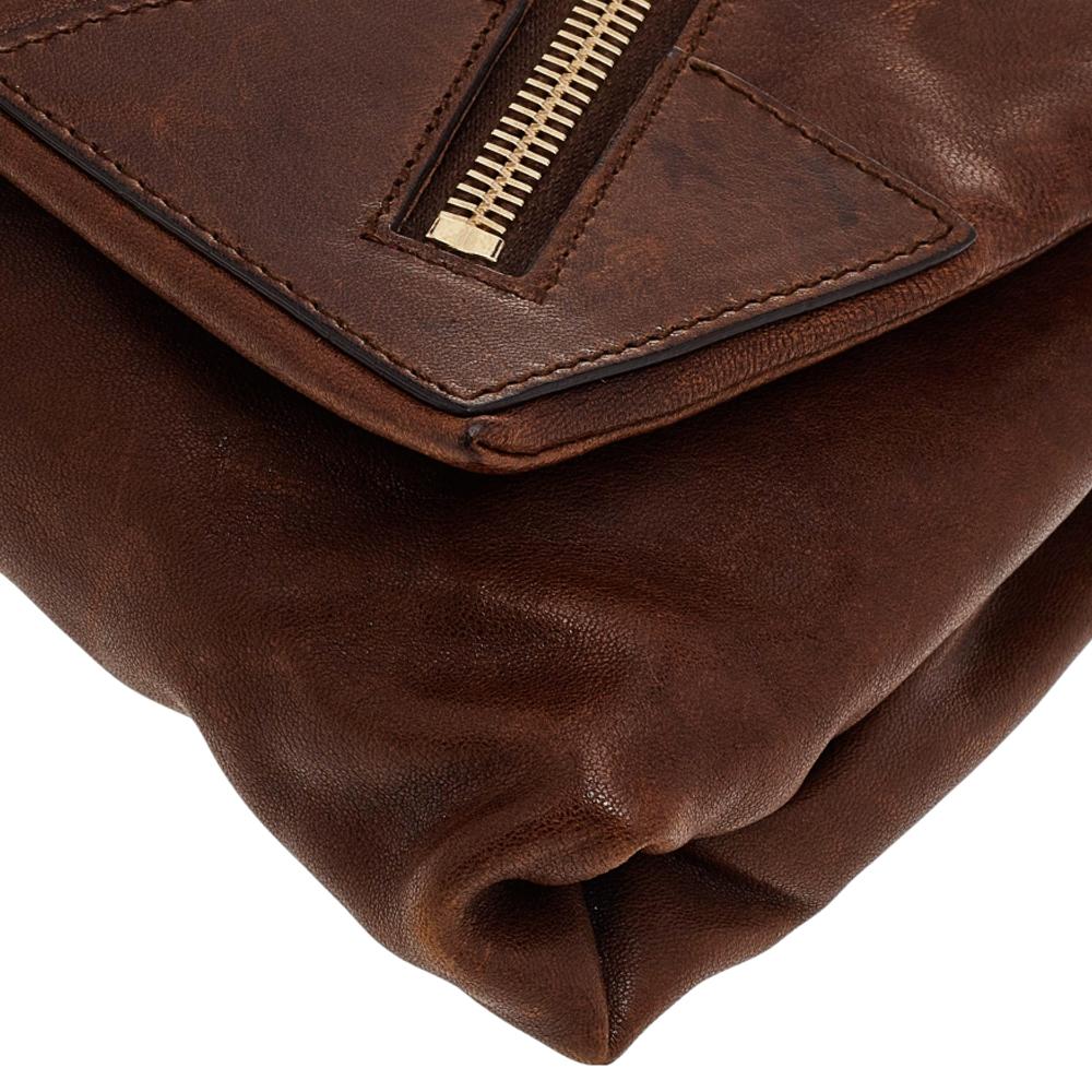 Alexander McQueen Brown Leather Faithful Glove Clutch 2