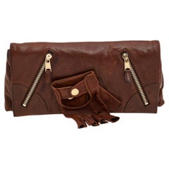 Alexander McQueen Brown Leather Faithful Glove Clutch