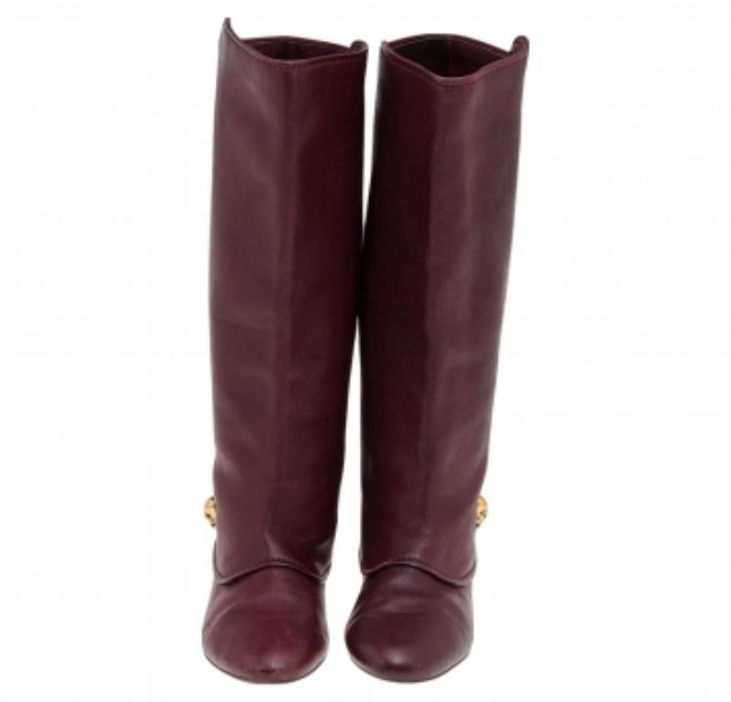 Alexander McQueen Brown Leather Knee Length Boots Size 40 In Good Condition In Dubai, Al Qouz 2