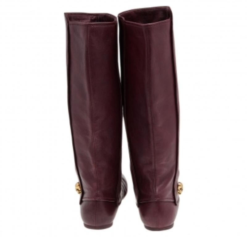Women's Alexander McQueen Brown Leather Knee Length Boots Size 40
