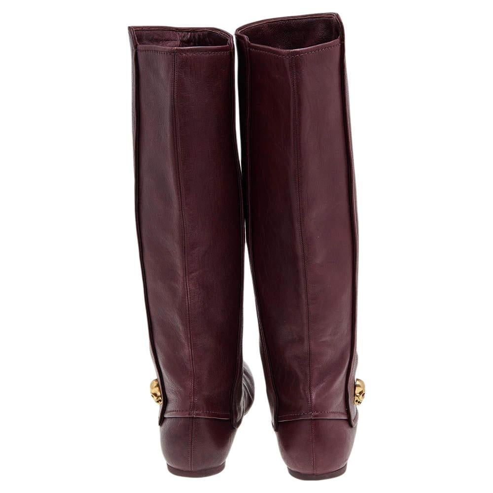 Alexander McQueen Brown Leather Knee Length Boots Size 40 2