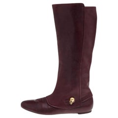 Botas hasta la rodilla de piel marrón Alexander McQueen Talla 40