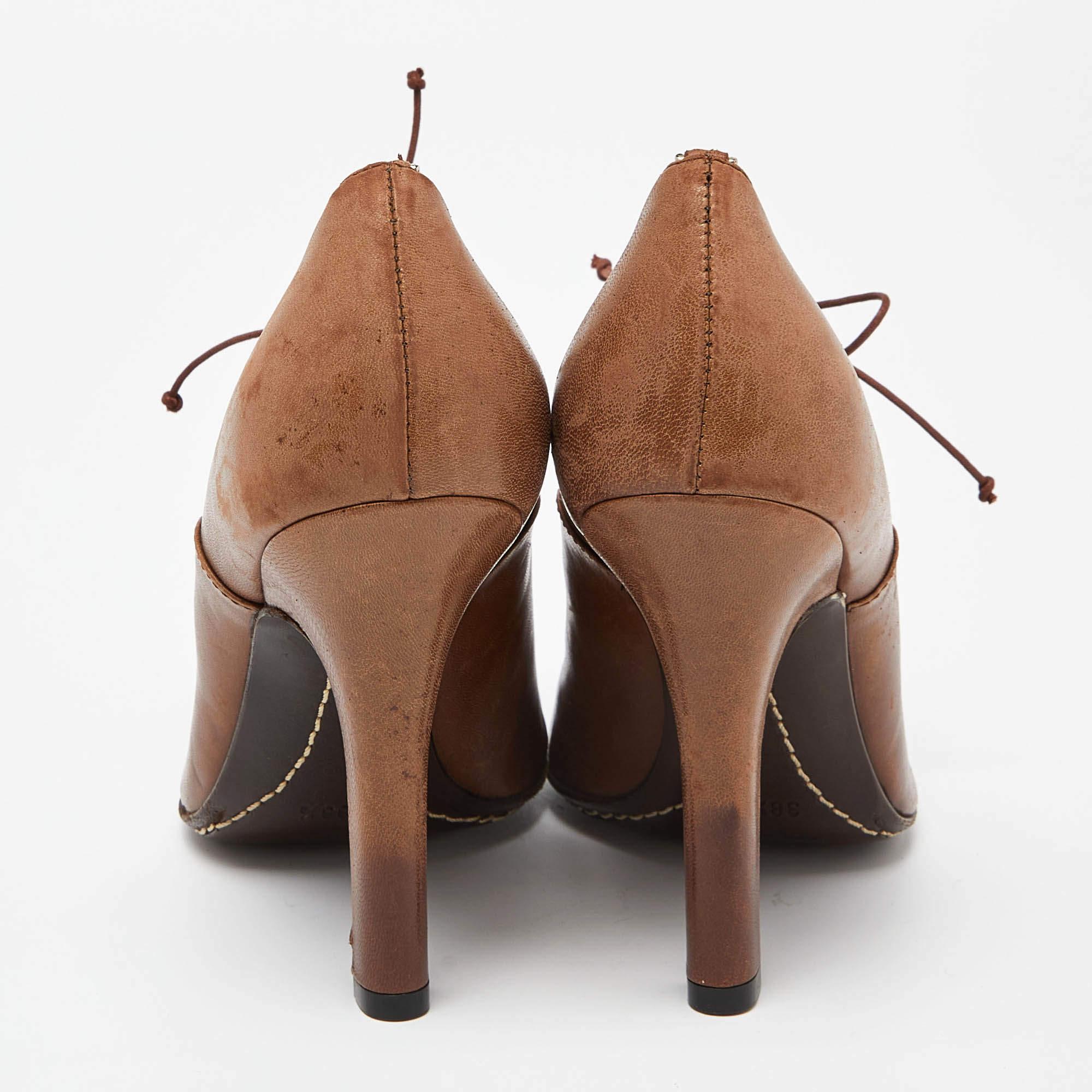 De las mujeres Alexander McQueen Botines Oxford de piel marrón Talla 38.5 en venta