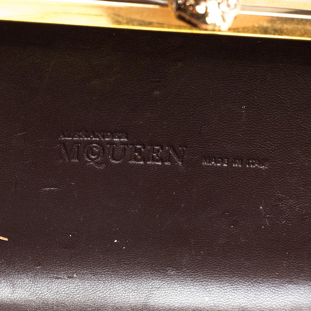 Alexander McQueen Brown Leather Skull Box Clutch 6