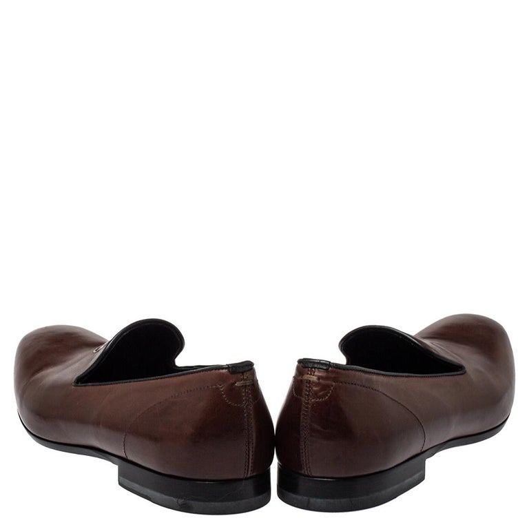 Alexander McQueen Brown Leather Skull Detail Loafers Size 41  display picture 3