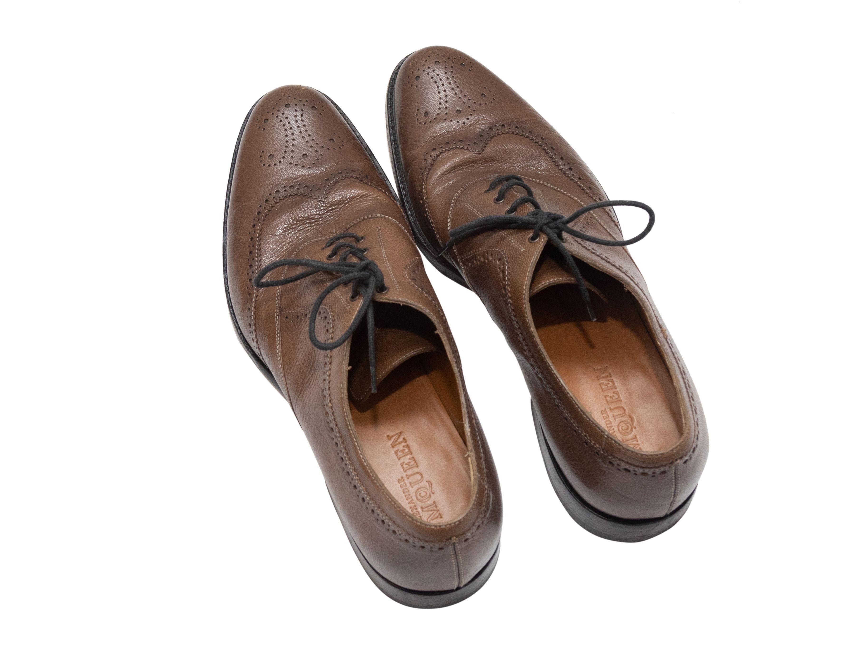 Black Alexander McQueen Brown Leather Wingtip Oxfords