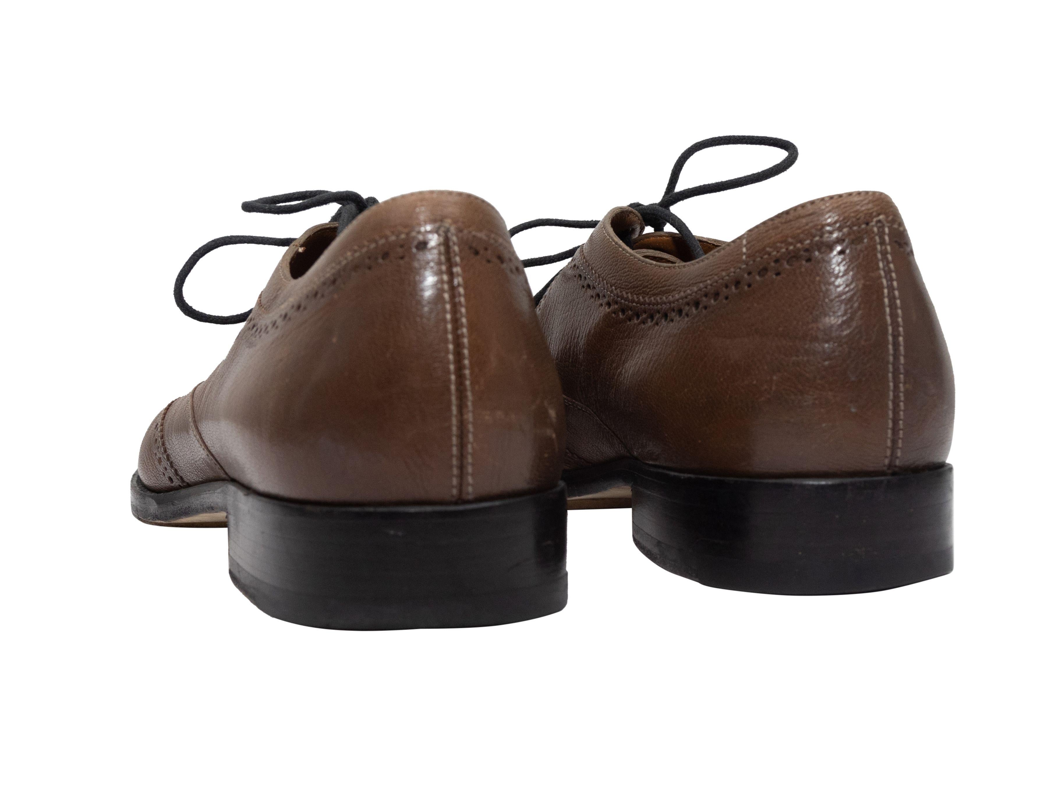 Alexander McQueen Brown Leather Wingtip Oxfords In Good Condition In New York, NY