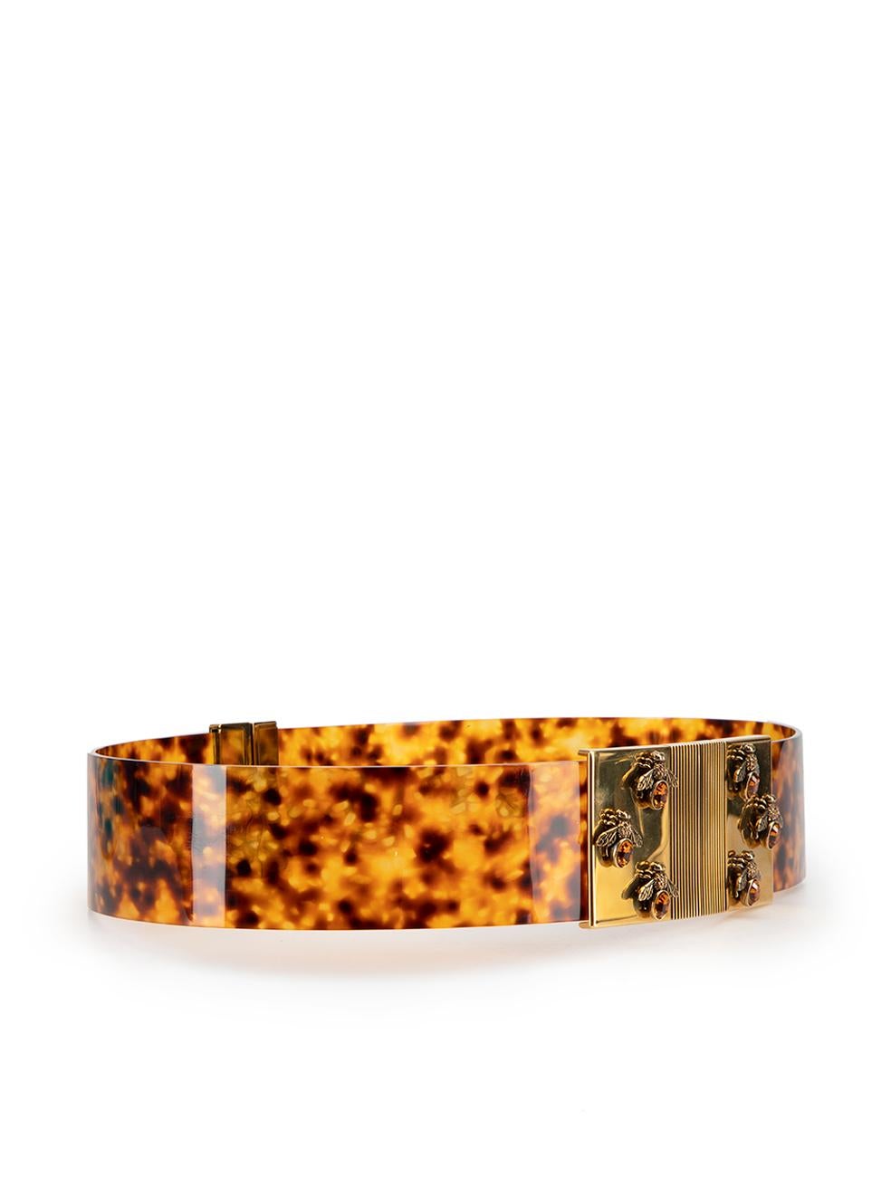 CONDITION is Very good. Minimal wear to belt is evident. Minimal wear to both sides of the perspex with light scratch marks on this used Alexander McQueen designer resale item.
  
Details
Brown
Perspex
Belt
Tortoiseshell pattern
Metal gold tone