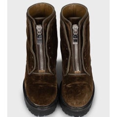 Alexander McQueen Brown Velour Ankle Boots EU 36.5