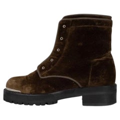 Alexander McQueen Brown Velour Ankle Boots EU 36.5