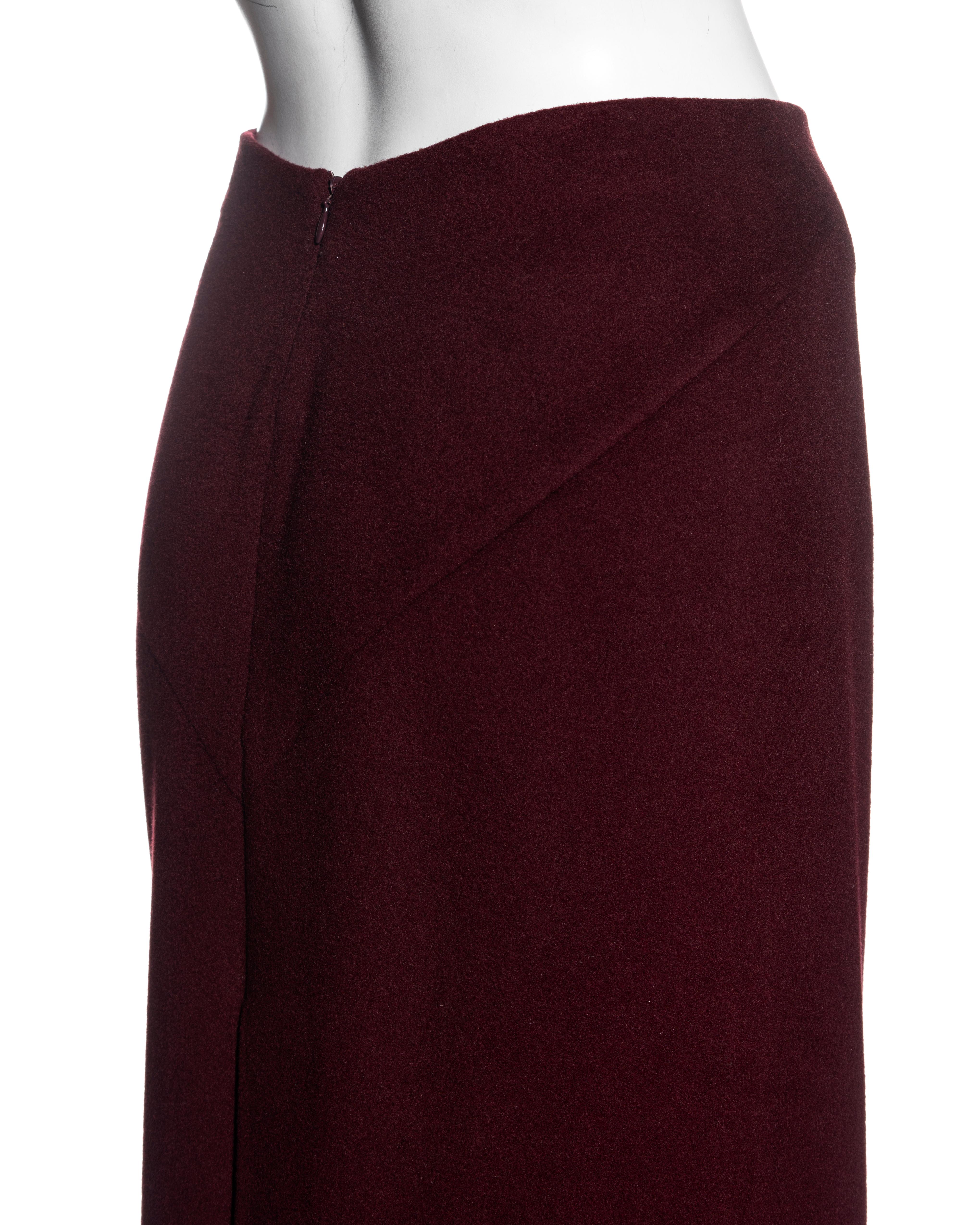 Alexander McQueen burgundy cashmere embellished  'Joan' skirt, fw 1998 For Sale 2