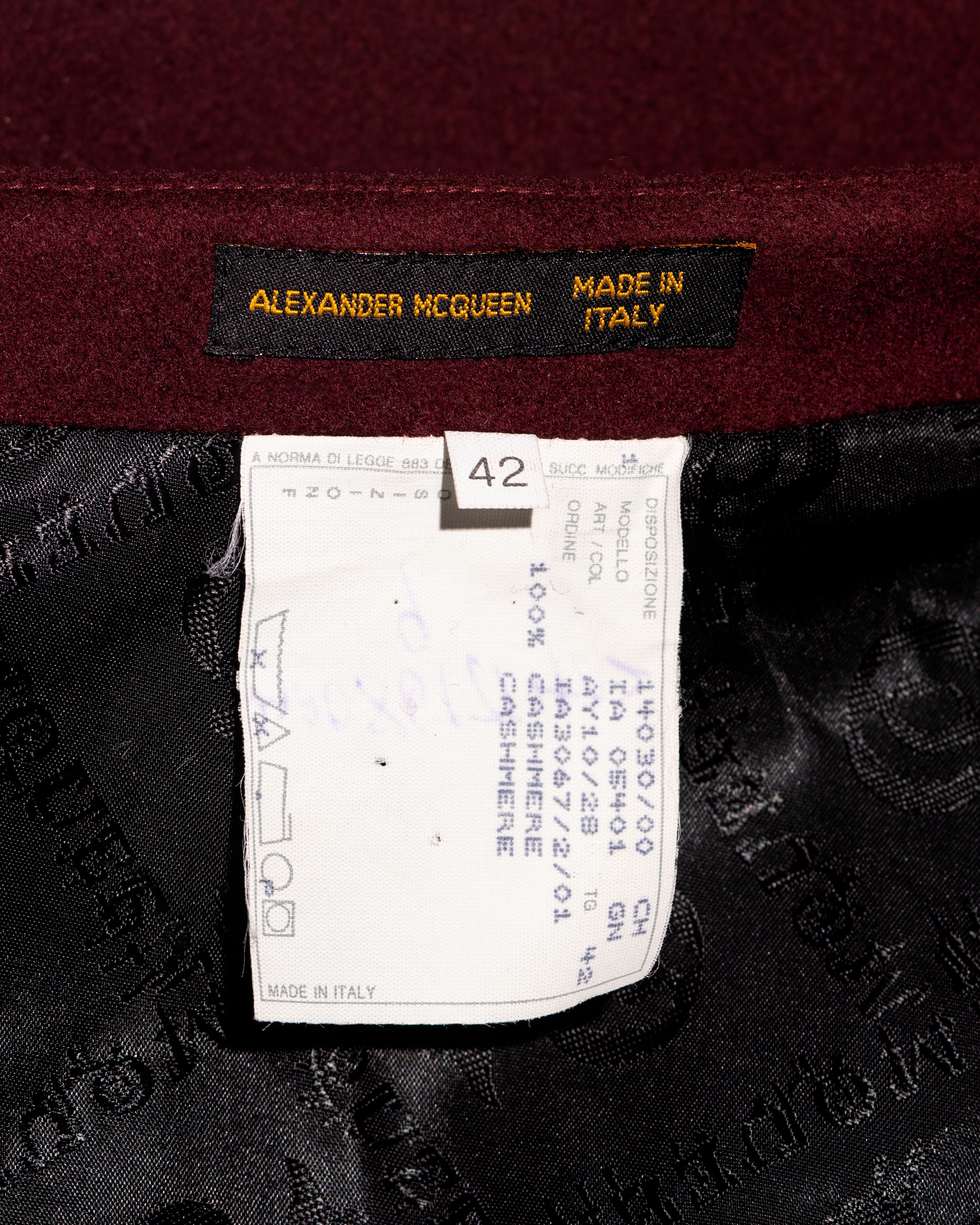 Alexander McQueen burgundy cashmere embellished  'Joan' skirt, fw 1998 For Sale 3