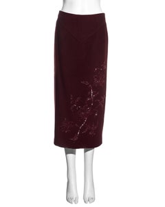 Alexander McQueen burgundy cashmere embellished  'Joan' skirt, fw 1998