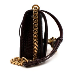 Alexander McQueen Burgundy Crocodile Embossed Crystal Knuckle Bag