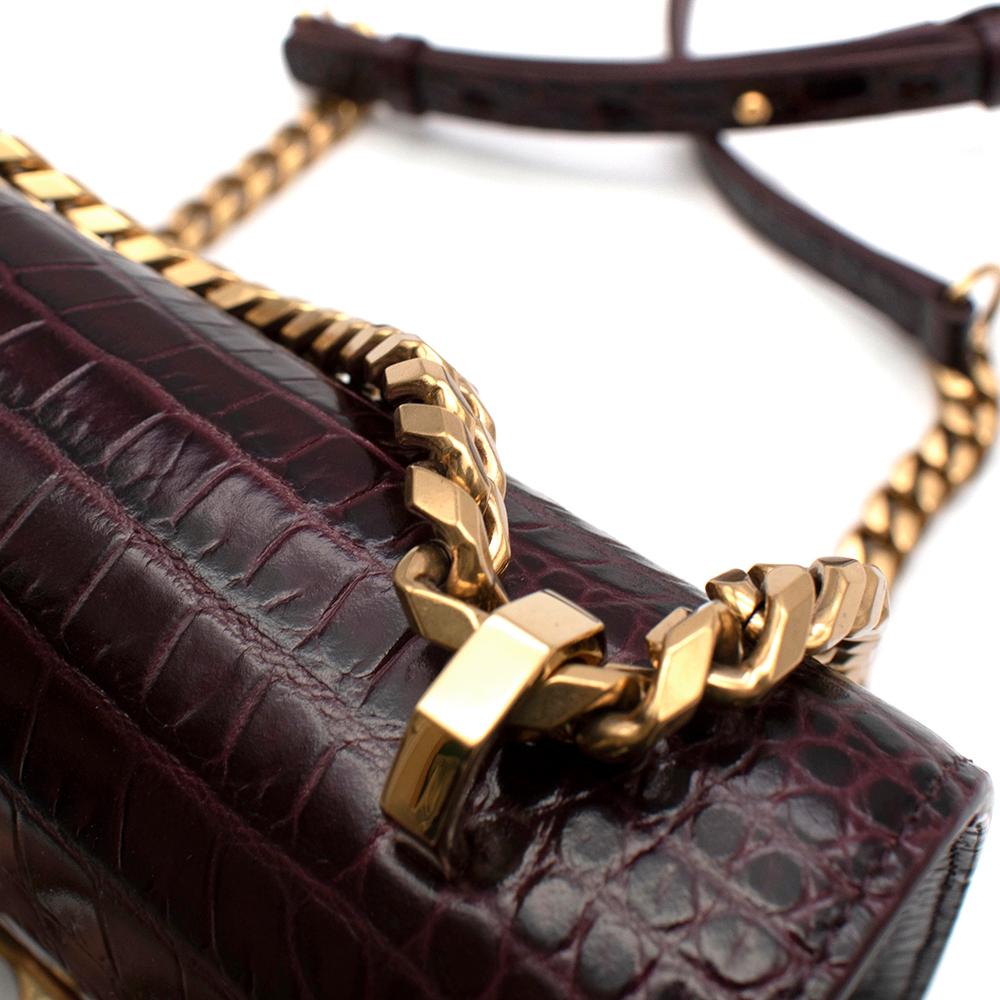 Alexander McQueen Burgundy Crocodile Embossed Crystal Knuckle Bag 2