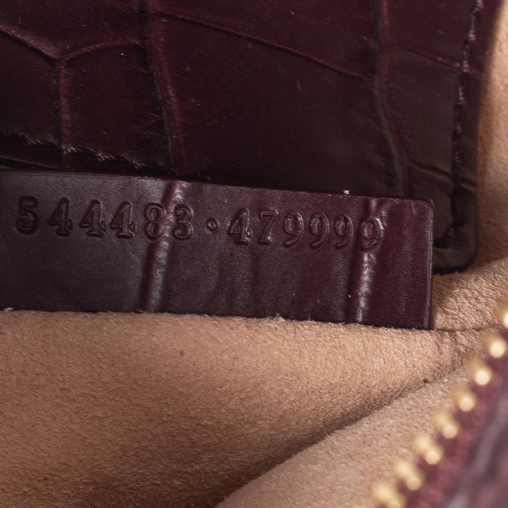Alexander McQueen Burgundy Crocodile Embossed Leather Camera Bag 3