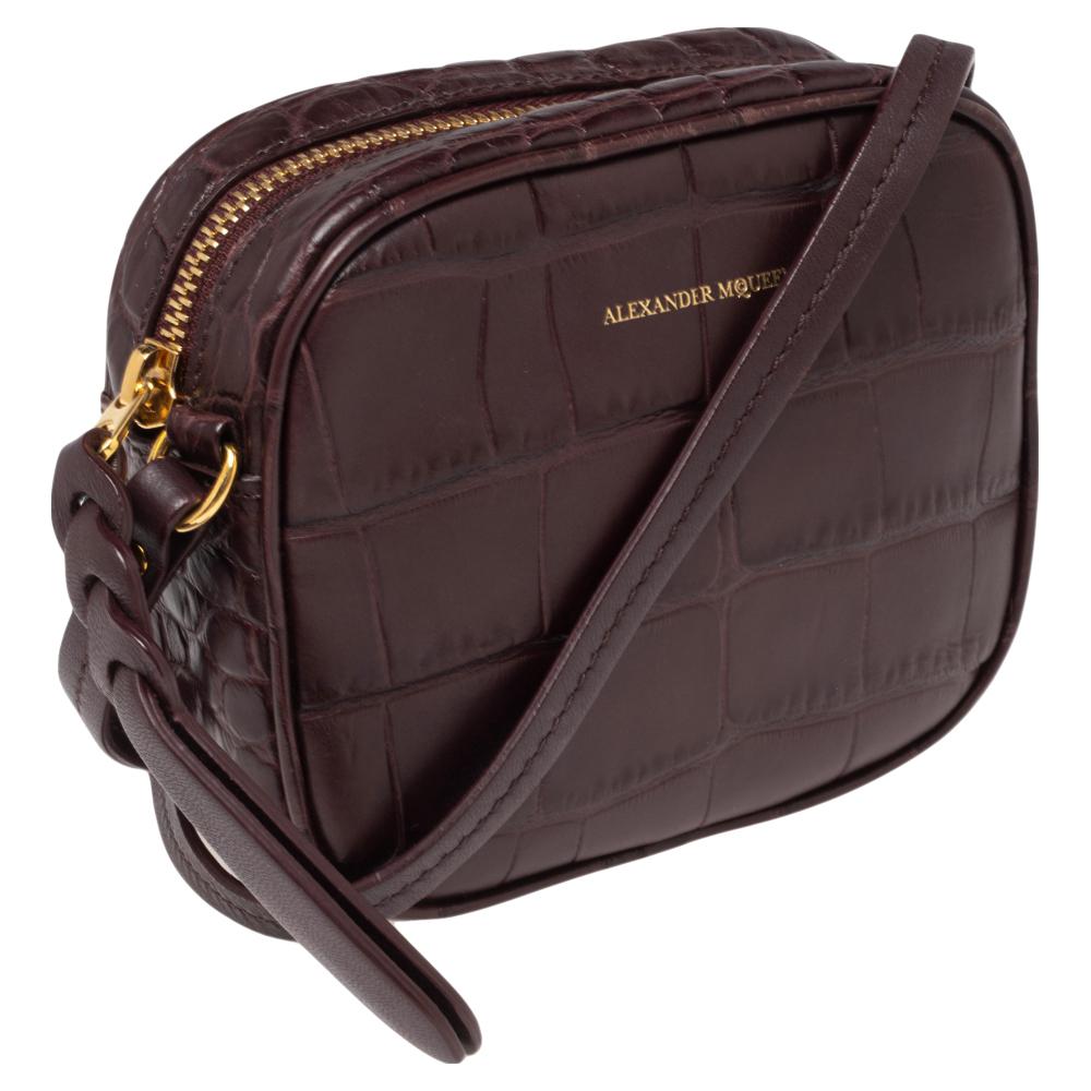 alexander mcqueen croc embossed bag