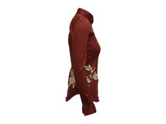 Alexander McQueen Burgundy Fall 1997 Embroidered Blouse