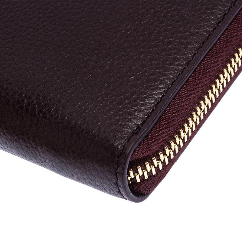 Alexander McQueen Burgundy Leather Zip Around Compact Wallet 3