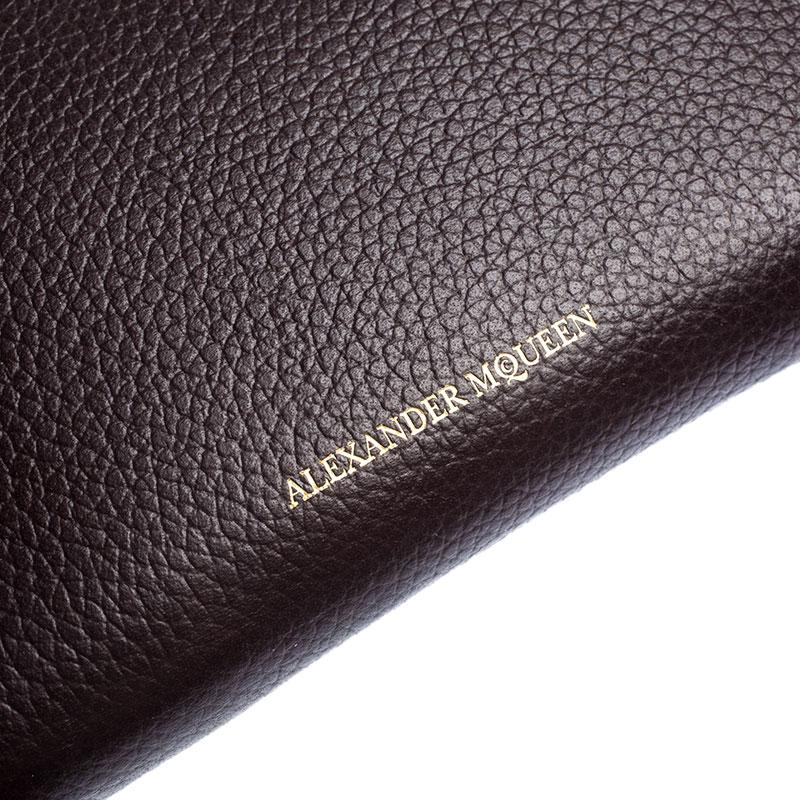 Alexander McQueen Burgundy Leather Zip Around Compact Wallet 4