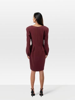 Alexander McQueen Burgundy Silk V-Neck Dress Size XL