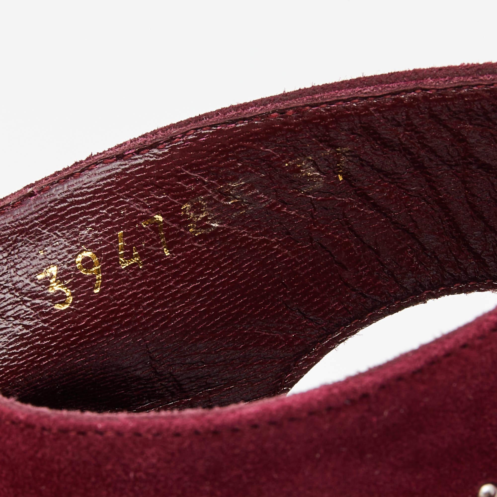 Alexander McQueen Burgundy Suede Studded Caged Sandals Size 37 1