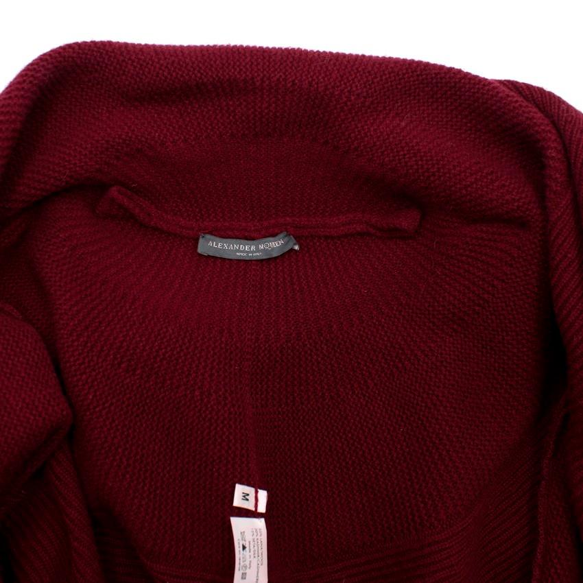 Alexander McQueen Burgundy Wool Cape Cardigan US 8 In Excellent Condition In London, GB