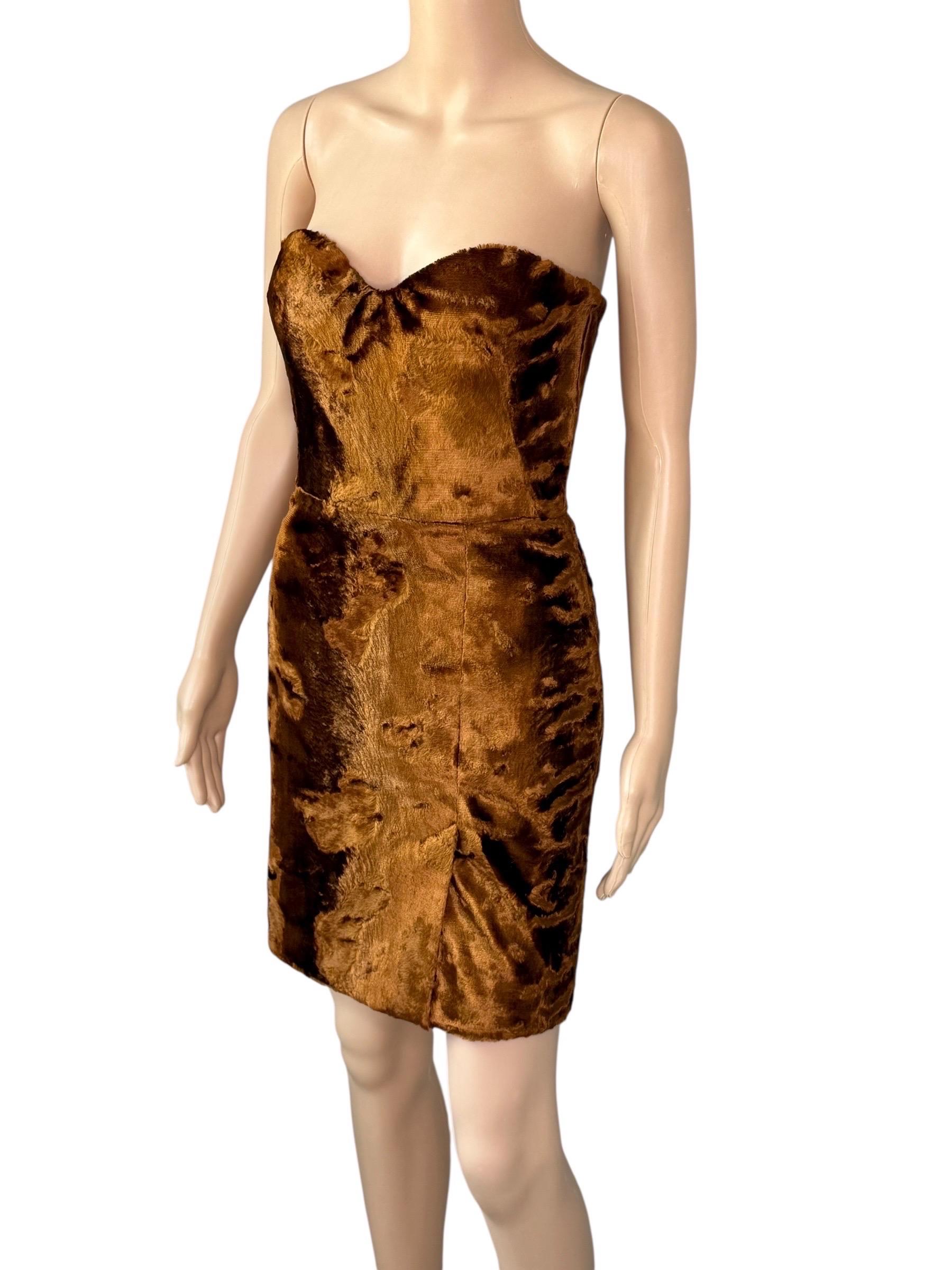 Alexander McQueen Bustier Chenille Velvet Strapless Mini Dress For Sale 5