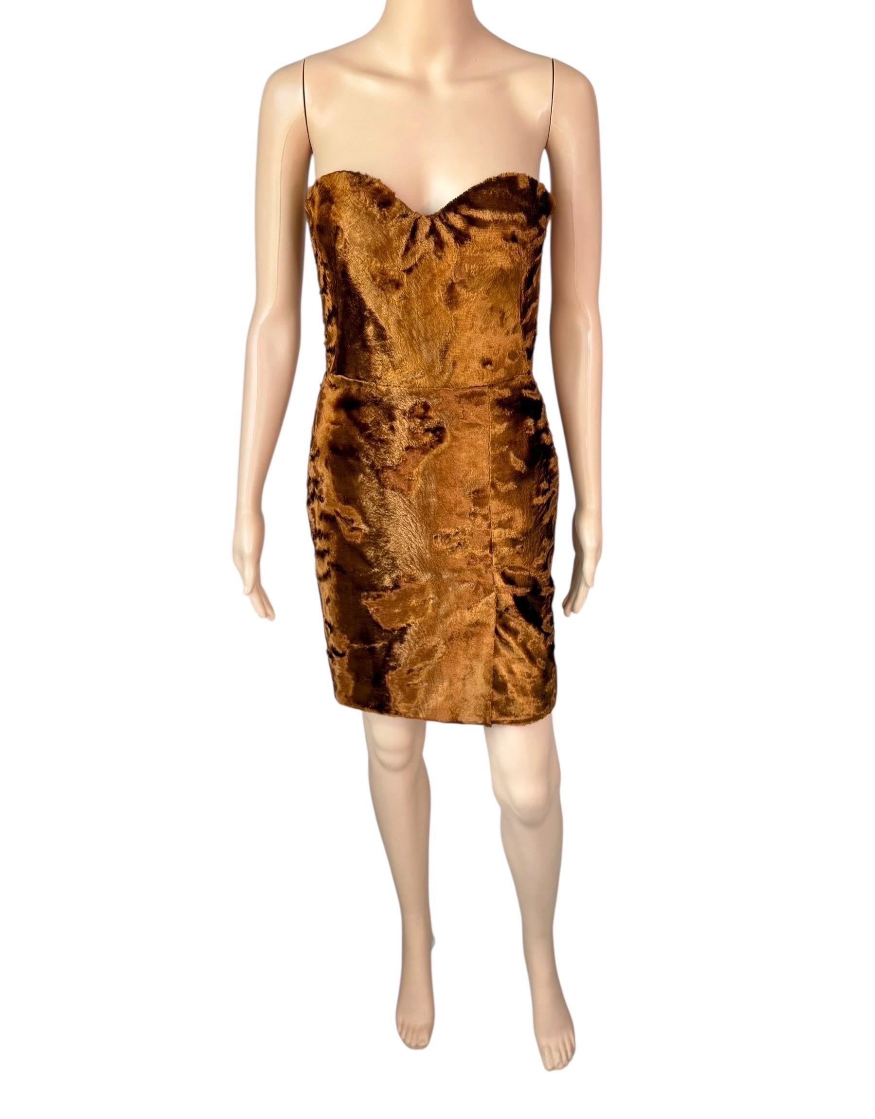 Alexander McQueen Bustier Chenille Velvet Strapless Mini Dress For Sale 7